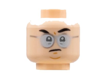 LEGO onderdeel Minifigure, Head Black Eyebrows Left Raised, Silver Glasses, Grumpy Expression Pattern - Hollow Stud (3626pb2843)