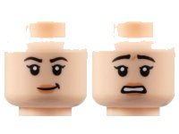 LEGO onderdeel Minifigure, Head Dual Sided Female, Black Eyebrows, Peach Lips, Lopsided Grin / Scared Pattern - Hollow Stud 3626pb2873