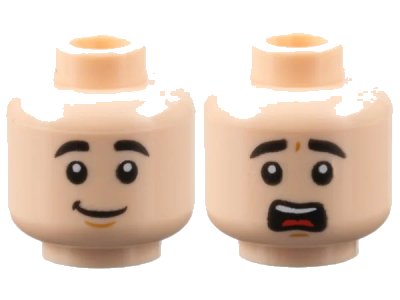 LEGO onderdeel Minifigure, Head Dual Sided, Black Eyebrows, Smile / Scared Pattern - Hollow Stud (3626pb2878)