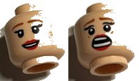 LEGO part Minifigure, Head Dual Sided Female, Medium Nougat Eyebrows, Red Lips, Smile / Scared Pattern - Hollow Stud 3626pb2895