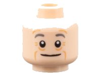 LEGO part Minifigure, Head Dark Bluish Gray Eyebrows, Medium Nougat Wrinkles, Wide Grin Pattern - Hollow Stud 3626pb3127