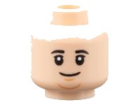LEGO onderdeel Minifigure, Head Black Eyebrows, Grin, Medium Nougat Dimple and Chin Pattern - Hollow Stud 3626pb3130