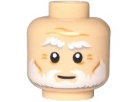 LEGO onderdeel Minifigure, Head White and Light Bluish Gray Thick Bushy Eyebrows and Beard, Medium Nougat Cheek Lines, Forehead Creases and Wrinkles, Neutral Pattern - Vented Stud 3626pb3778
