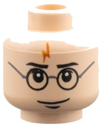 LEGO part Minifigure, Head Glasses with Lightning Bolt on Forehead, Eyebrows Above Glasses Pattern (HP Harry) 3626px327