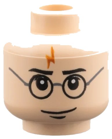 LEGO onderdeel Minifigure, Head Glasses with Lightning Bolt on Forehead, Eyebrows Above Glasses Pattern (HP Harry) (3626px327)