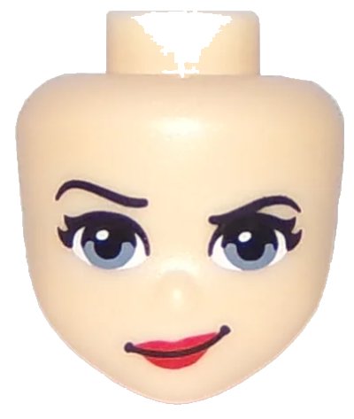 LEGO onderdeel Mini Doll, Head Friends with Sand Blue Eyes, Red Lips and Smirk Pattern (36904)