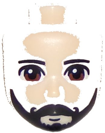 LEGO onderdeel Mini Doll, Head Friends Male Large with Reddish Brown Eyes, Black Beard and Moustache Pattern (37815)