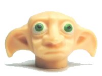 LEGO part Minifigure, Head, Modified Dobby Type 1 with Green Eyes Pattern 43745pb01