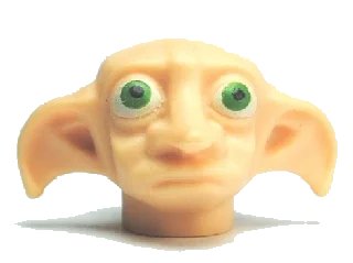 LEGO onderdeel Minifigure, Head, Modified Dobby Type 1 with Green Eyes Pattern (43745pb01)