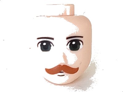 LEGO onderdeel Mini Doll, Head Friends Male Large with Dark Green Eyes, Dark Orange Moustache Pattern (48265)