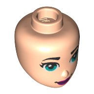 LEGO part Mini Doll, Head Friends with Green Eyes, Magenta Lips and Closed Mouth Pattern 51133
