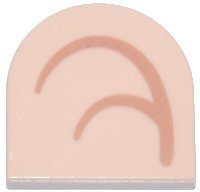 LEGO onderdeel Tile, Round 2 x 2 Half Circle Extended with Medium Nougat Curved Lines Pattern Model Right Side (Super Mario Inner Ear) 5520pb003R