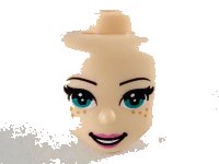LEGO part Mini Doll, Head Friends with Dark Turquoise Eyes, Dark Orange Freckles, Dark Pink Lips and Open Mouth Pattern 61063