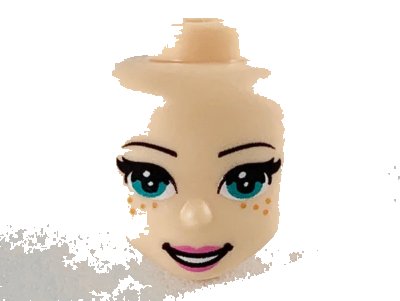 LEGO onderdeel Mini Doll, Head Friends with Dark Turquoise Eyes, Dark Orange Freckles, Dark Pink Lips and Open Mouth Pattern (61063)