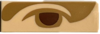 LEGO part Tile 1 x 3 with Reddish Brown Left Eye with Medium Nougat Eyelid and Shadow Pattern (Mona Lisa) (63864pb265)
