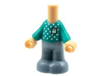 LEGO part Micro Doll, Body with Molded Dark Turquoise Top and Sand Blue Pants and Printed White Dots and Pocket Pattern bb1357pb007