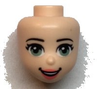 LEGO part Mini Doll, Head Friends with Sand Green Eyes, Coral Lips and Open Mouth Pattern 66467