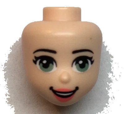 LEGO onderdeel Mini Doll, Head Friends with Sand Green Eyes, Coral Lips and Open Mouth Pattern (66467)