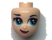 LEGO onderdeel Mini Doll, Head Friends with Dark Azure Large Eyes, Raised Right Eyebrow, and Closed Mouth Pattern (Elsa) 66579