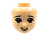 LEGO part Mini Doll, Head Friends with Brown Eyes, Freckles and Open Mouth Smile Pattern 72441