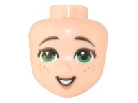 LEGO part Mini Doll, Head Friends with Green Eyes, Freckles, Medium Nougat Lips and Open Mouth Pattern 76807