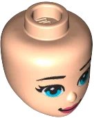 LEGO part Mini Doll, Head Friends with Black Eyebrows, Bright Light Blue Eyes, Coral Lips and Closed Mouth Pattern 77453
