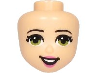 LEGO part Mini Doll, Head Friends with Olive Green Eyes, Dark Pink Lips and Open Mouth Pattern 77492
