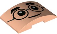 LEGO part Slope, Curved 6 x 4 Double with Black Glasses Round, Black Eyebrows, Black Eyes and Grin Pattern (Harry Potter Face) 78522pb001