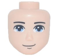 LEGO onderdeel Mini Doll, Head Friends Male Large with Bright Light Blue Eyes, Thin Black Eyebrows Pattern 84077