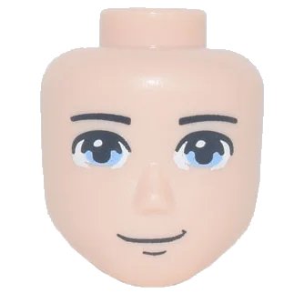 LEGO onderdeel Mini Doll, Head Friends Male Large with Bright Light Blue Eyes, Thin Black Eyebrows Pattern (84077)