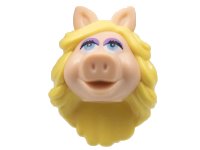 LEGO part Minifigure, Head, Modified Muppet Miss Piggy with Bright Light Yellow Hair Pattern 84860pb01
