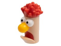 LEGO part Minifigure, Head, Modified Muppet Beaker, Red Hair and Mouth, Bright Light Orange Nose Pattern 84862pb01