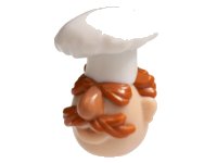 LEGO part Minifigure, Head, Modified Muppet Swedish Chef with White Toque, Dark Orange Hair and Moustache Pattern 84863pb01