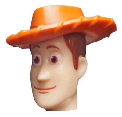 LEGO onderdeel Minifigure, Head, Modified Male with Dark Orange Hat Pattern (Woody) (87767pb01)