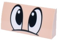 LEGO part Slope, Curved 2 x 4 x 2/3 with Bottom Tubes with Large White Eyes with Black Pupils Pattern (Mickey Mouse) 88930pb179