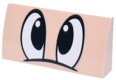 LEGO part Slope, Curved 2 x 4 x 2/3 with Bottom Tubes with Large White Eyes with Black Pupils Pattern (Mickey Mouse) (88930pb179)