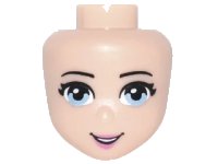 LEGO onderdeel Mini Doll, Head Friends with Bright Light Blue Eyes, Dark Pink Lips, and Open Mouth Smile Pattern 93212
