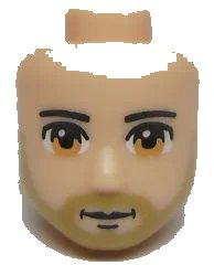 LEGO part Mini Doll, Head Friends Male Large with Light Brown Eyes, Light Brown Beard and Closed Mouth Pattern 93772