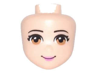LEGO onderdeel Mini Doll, Head Friends with Medium Nougat Eyes, Dark Pink Lips, and Closed Mouth Pattern (95514)