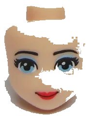 LEGO part Mini Doll, Head Friends with Light Blue Eyes with Eye Shadow, Red Lips and Closed Mouth Pattern 95872