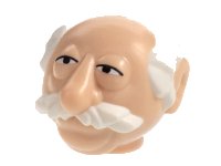 LEGO part Minifigure, Head, Modified Muppet Waldorf with White Hair and Moustache Pattern 97457pb01