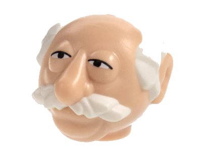 LEGO onderdeel Minifigure, Head, Modified Muppet Waldorf with White Hair and Moustache Pattern (97457pb01)