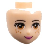 LEGO onderdeel Mini Doll, Head Friends with Medium Nougat Eyes and Freckles, Dark Pink Lips and Closed Mouth Pattern 98705