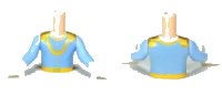 LEGO part Torso Mini Doll Boy Bright Light Blue Top, Gold Necklace Pattern, Light Nougat Arms with Hands with Bright Light Blue Sleeves and White Gloves FTBpb004c01