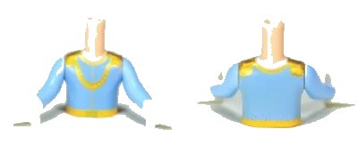 LEGO onderdeel Torso Mini Doll Boy Bright Light Blue Top, Gold Necklace Pattern, Light Nougat Arms with Hands with Bright Light Blue Sleeves and White Gloves (FTBpb004c01)