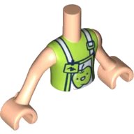 LEGO onderdeel Torso Mini Doll Boy Lime Top with White Apron and Lime Name Tag and Apple Pattern, Light Nougat Arms with Hands (FTBpb046c01)