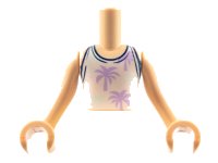 LEGO part Torso Mini Doll Boy White Top with Palm Trees Pattern, Light Nougat Arms with Hands FTBpb048c01