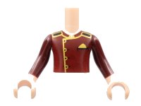 LEGO part Torso Mini Doll Boy Dark Red Jacket with Gold Trim Pattern, Light Nougat Arms with Hands with Dark Red Sleeves FTBpb052c01