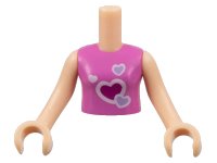 LEGO part Torso Mini Doll Girl Dark Pink Vest Top with Hearts Pattern, Light Nougat Arms with Hands FTGpb009c01