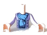 LEGO part Torso Mini Doll Girl Medium Lavender Jacket with Bright Light Blue Scarf Pattern, Light Nougat Arms with Hands with Lavender Sleeves FTGpb033c01